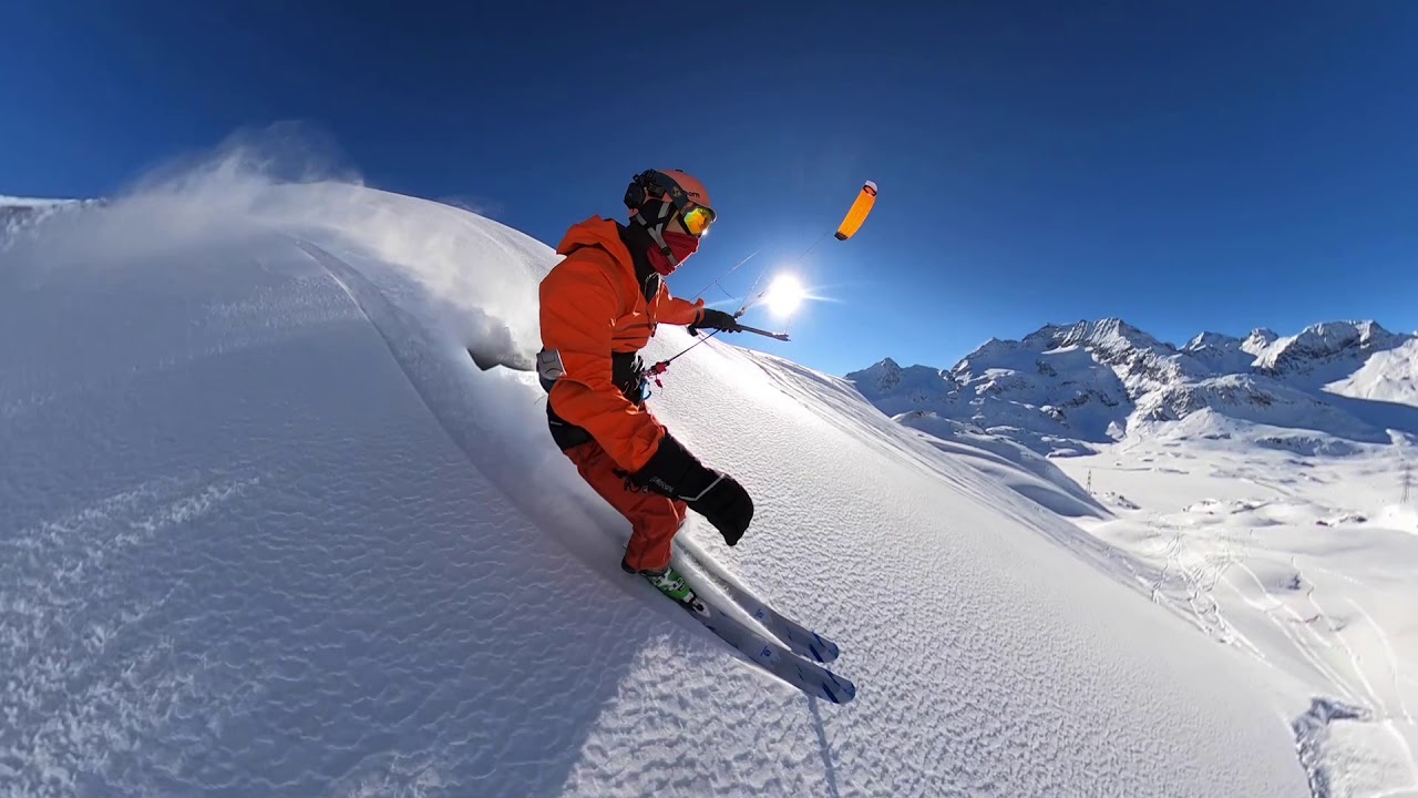 Perfect Snowkiteday at the Berninapass in Switzerland