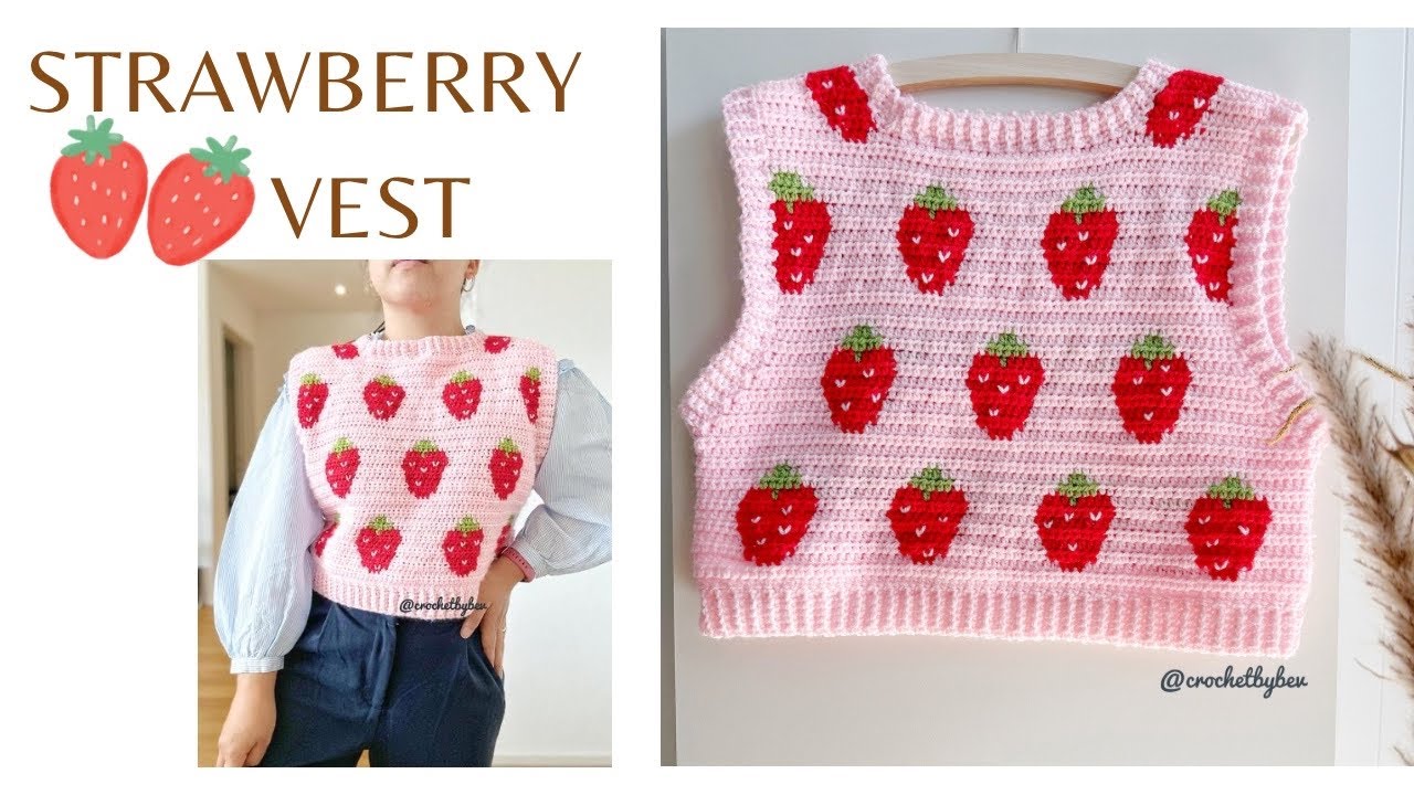CROCHET STRAWBERRY VEST | CROCHET BY BEV