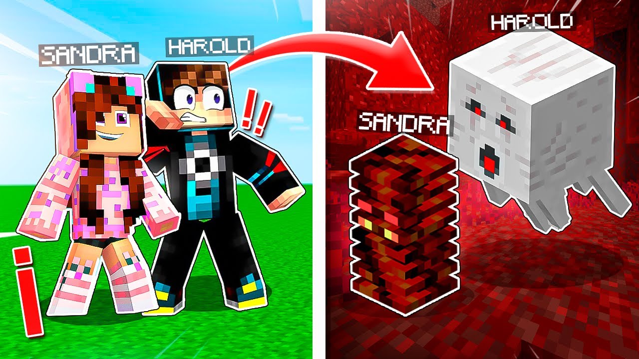 ME CONVIERTO en MAGMA en MINECRAFT y Harold en un GHAST 😅 Sandra Cires Play ft HaroldArtistPlay