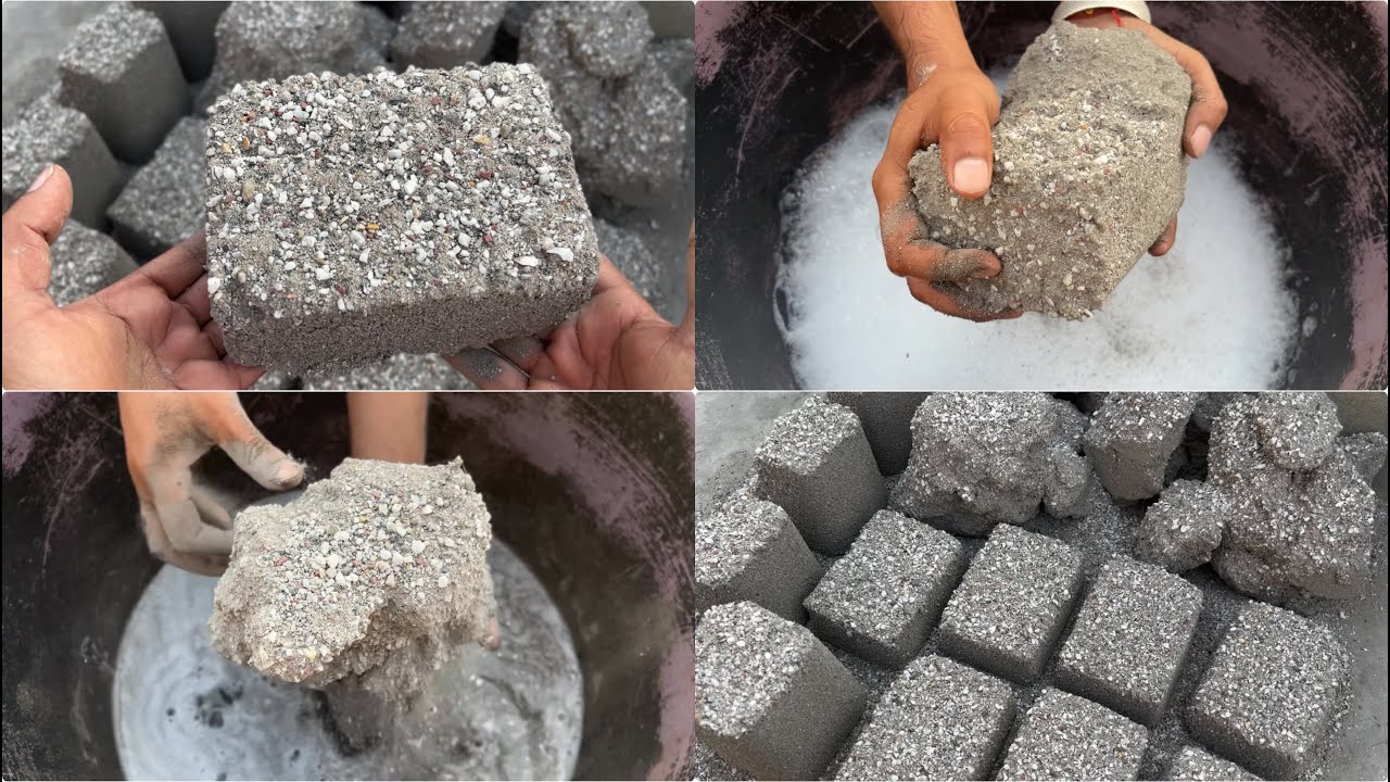 Ashes sand cement dry and water crumbling #satisfying
