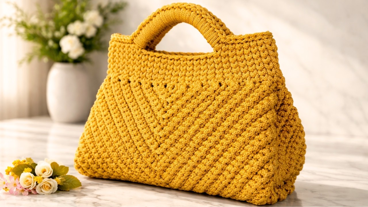 Bolsa Betha em crochet com fio náutico