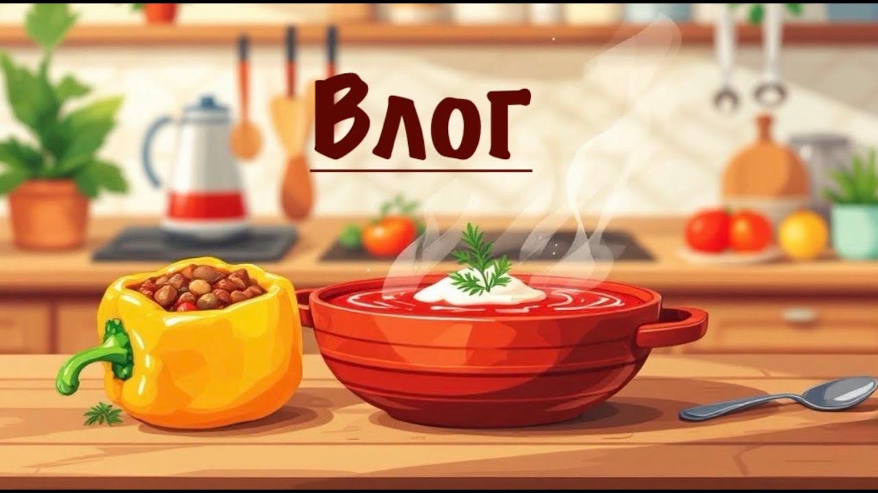 Влог. Распаковка продуктов. Варю зелёный борщ. Фарширую перцы. Семейная жизнь.