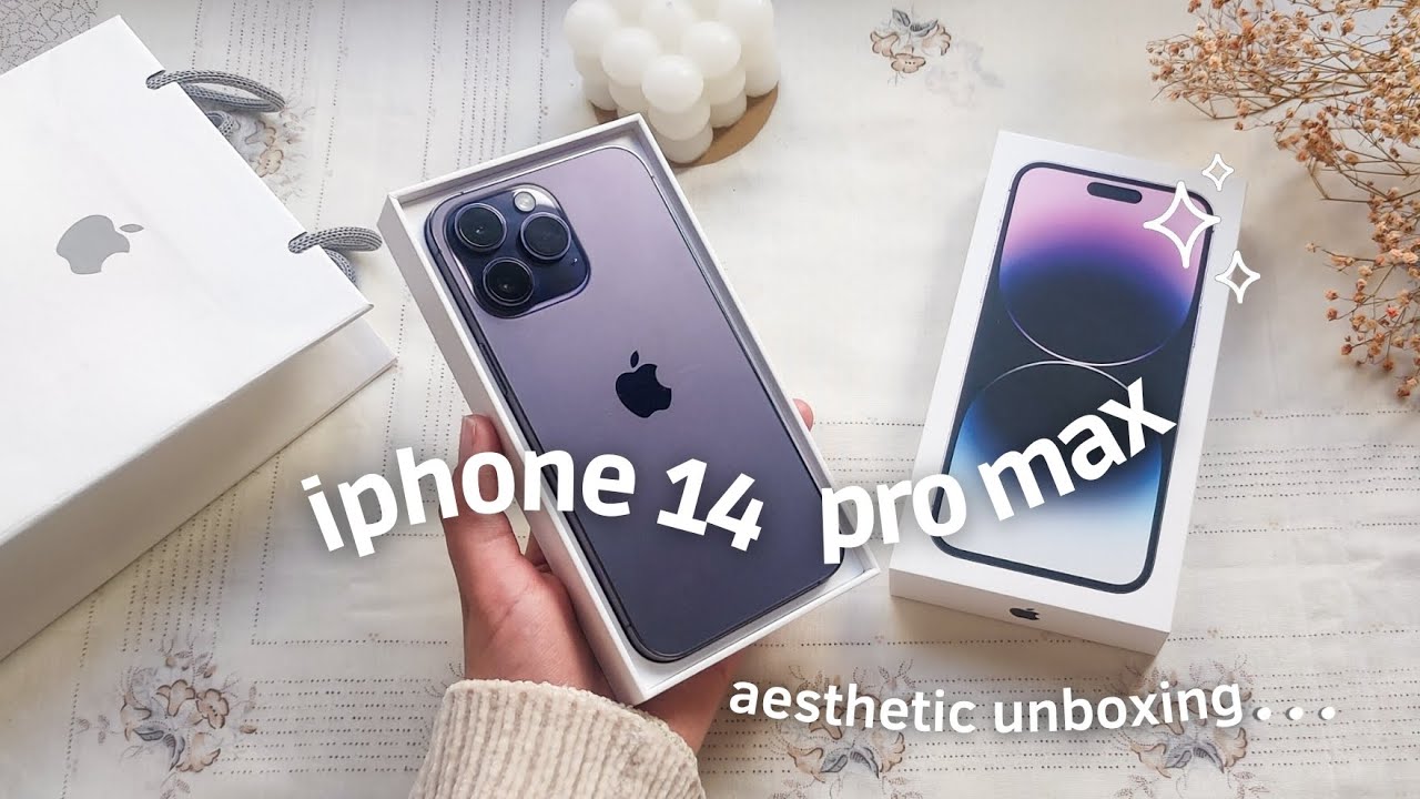 ✨New new✨iPhone 14 pro Max 256 GB deep purple💜Unboxing+ Aesthetic Accessories🧸☁️
