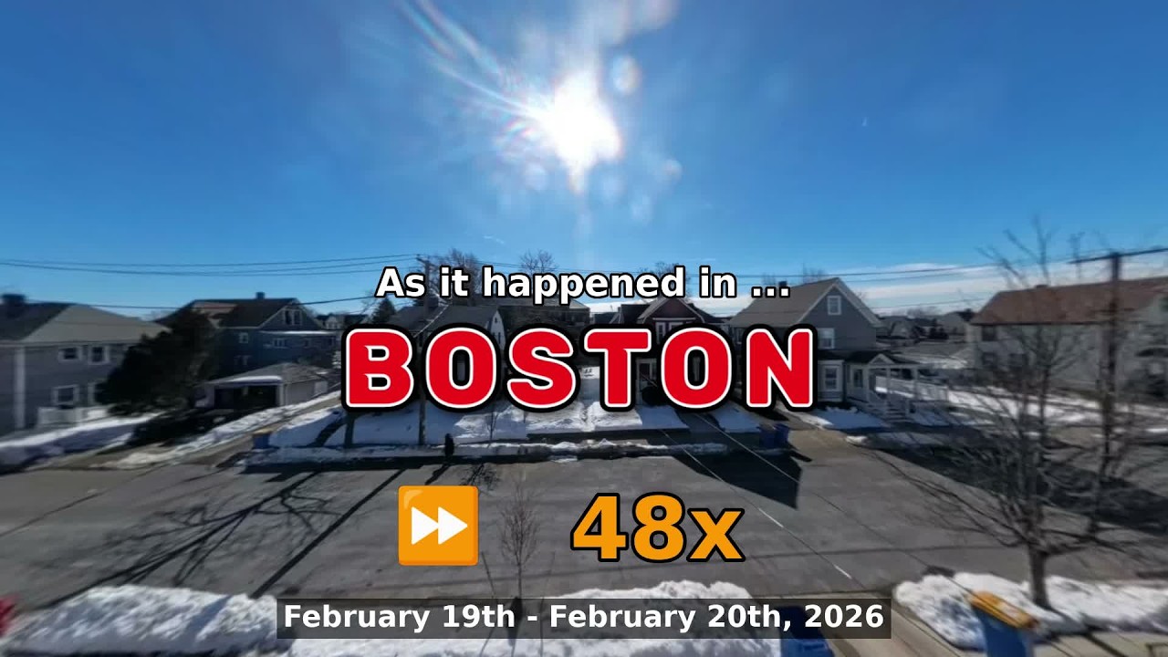 ⏩ Daily Time Lapse of the Boston Weather 360° Live Stream February 19th - 20th 2026 (48x) [Beta]