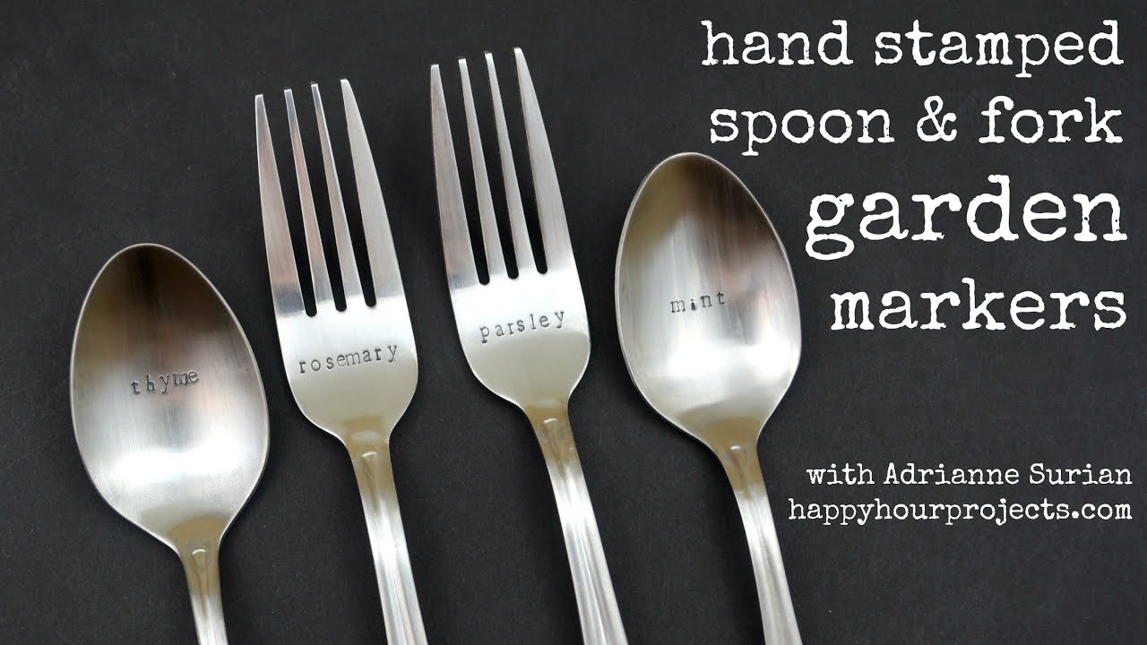Hand Stamped Spoon and Fork Garden Markers
