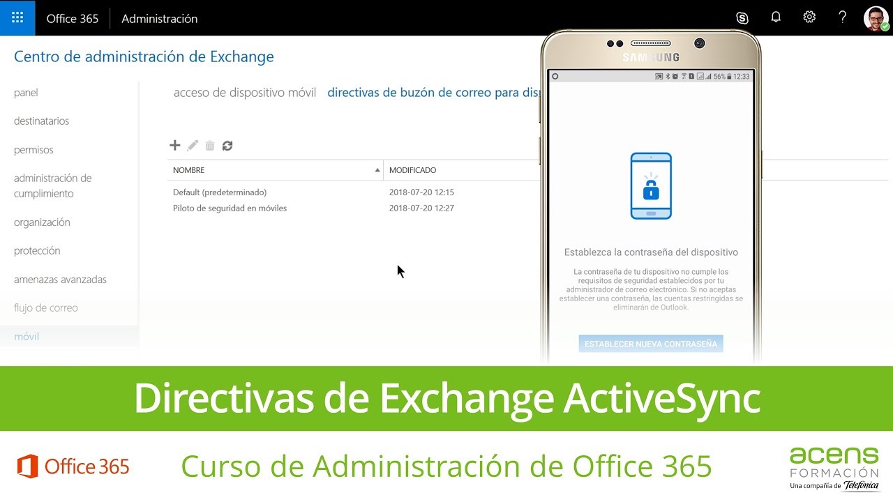 Directivas de Exchange ActiveSync - Curso de Administraci&oacute;n de Office 365 de acens (8/8)