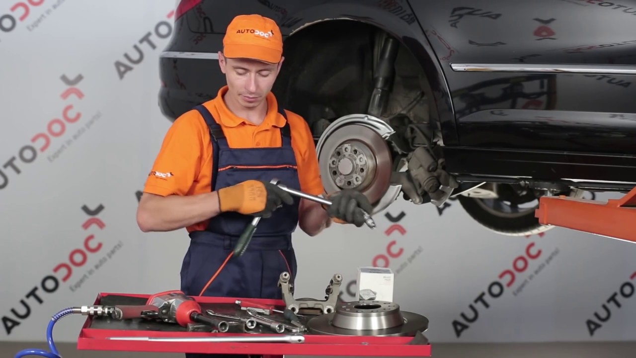 How to change rear brake discs and rear brake pads on VW / SKODA / AUDI TUTORIAL | AUTODOC