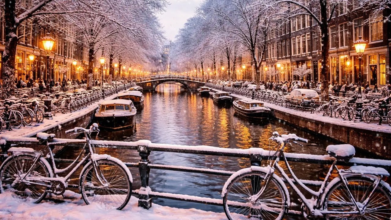 Cozy Amsterdam Snowstorm ❄️ Strong Wind Sounds Outside for Sleep & Insomnia