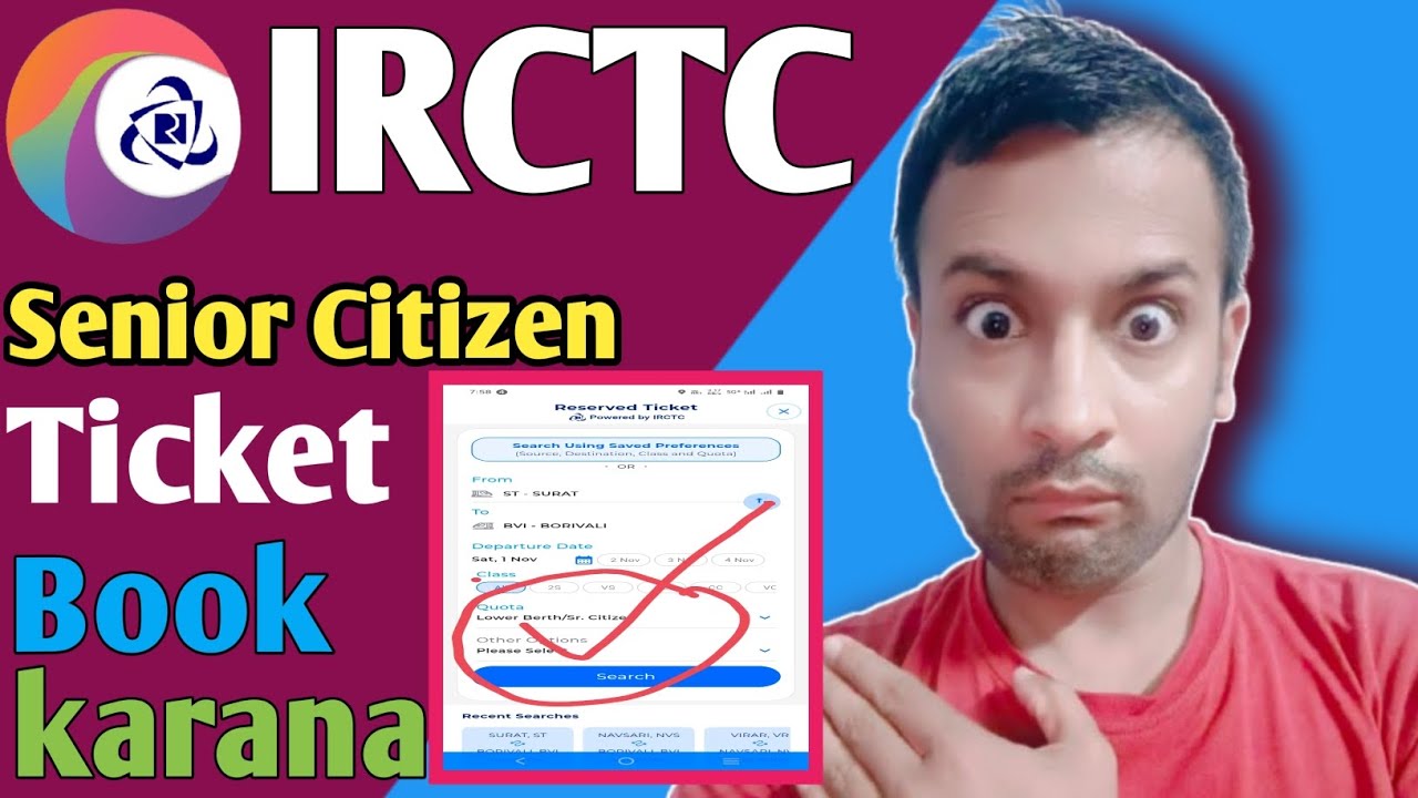 HowtoBookSeniorCitizenTrainTicketon IRCTC App | IRCTC Senior Citizen Discount Booking Tutorial 2025