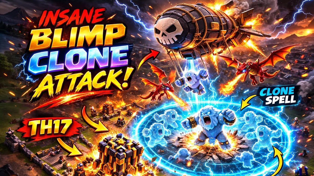 Unstoppable Dragon Attack with Super Yeti Blimp 💥 TH 17 Guide 