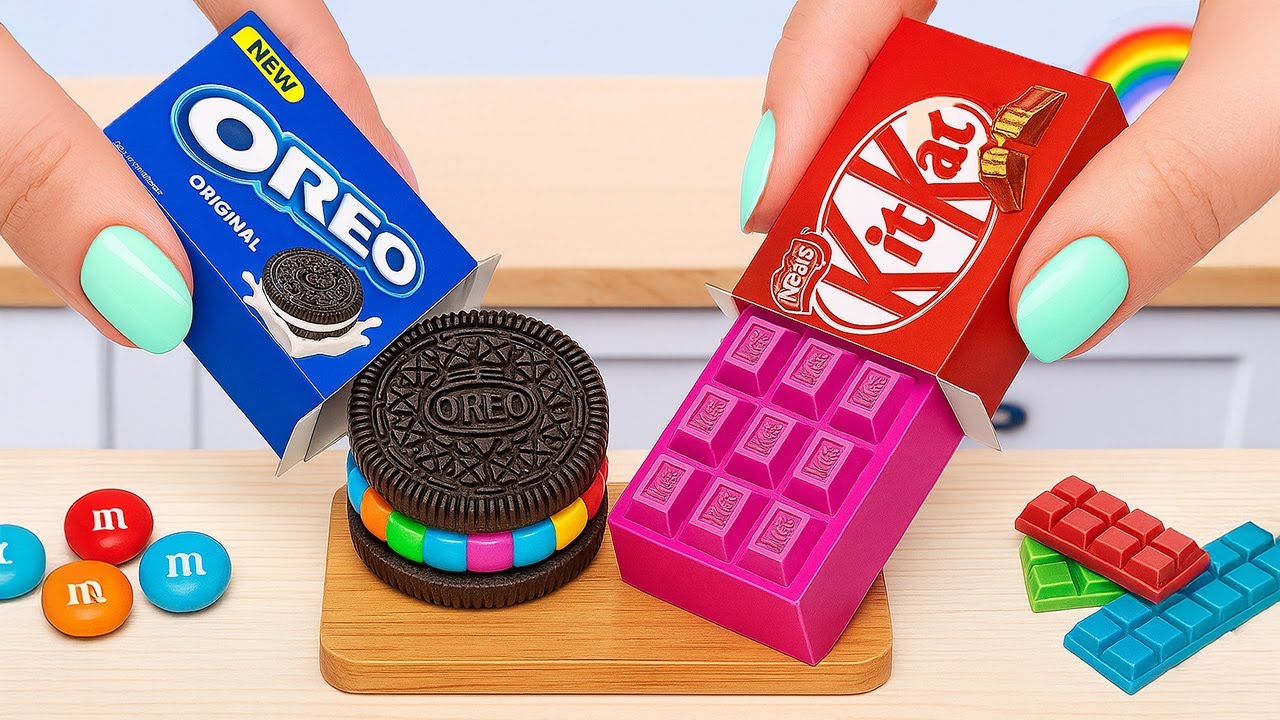 Satisfying Mini Cake Recipe Using Rainbow OREO and Pink KITKAT | Best Mini Chocolate Cake Recipe