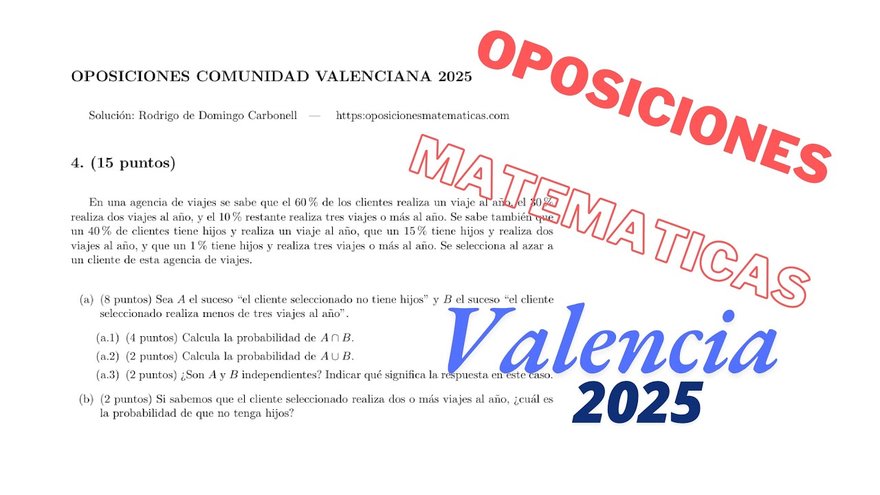 Oposiciones Matemáticas - C. Valencia 2025  Problema 4