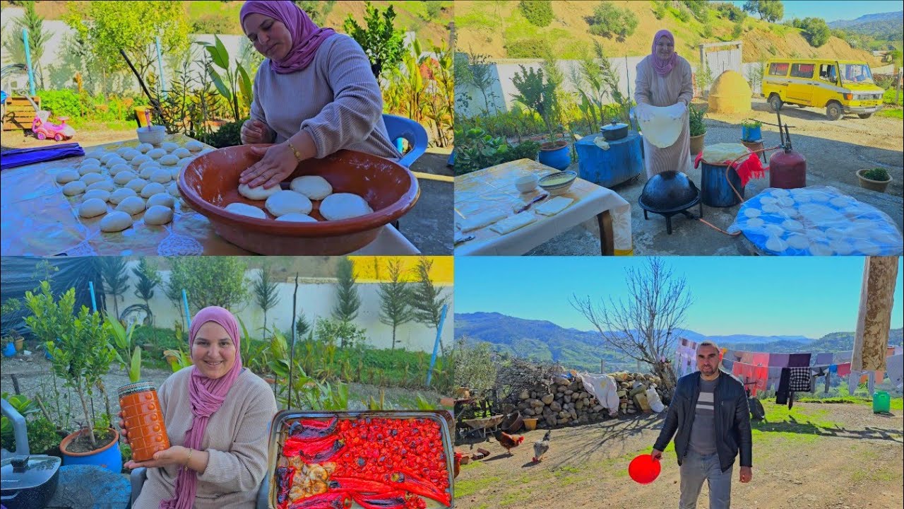 إحضار صلصة الفلفل بطماطم مع ورقت البسطيلة في جبال الريف👌