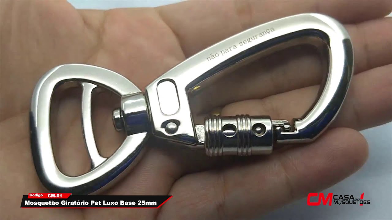 Mosquetão Giratório Pet Luxo Base 25mm