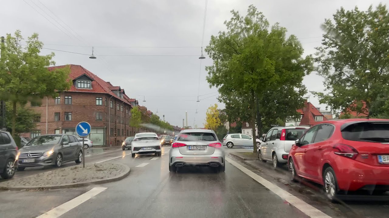 Copenhagen Rain Day || 4K Copenhagen dashcam || Streets in Copenhagen