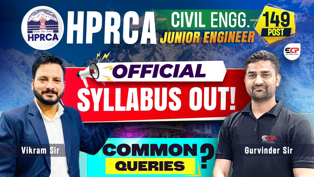Common Queries as Official Syllabus of HPRCA JE CIVIL Released | New Topics added 2026