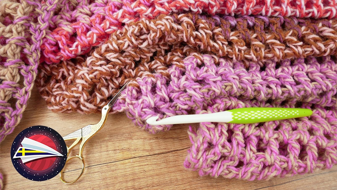 Virkad triangelsjal med dubbelstolpar | DIY virkning