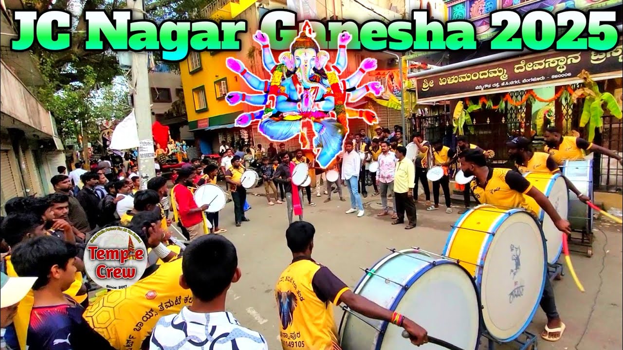 JC Nagar Biggest Ganesha Procession 2025 | 53 Ganesha Idol | Tamate Dance | Tamate | TempleCrew