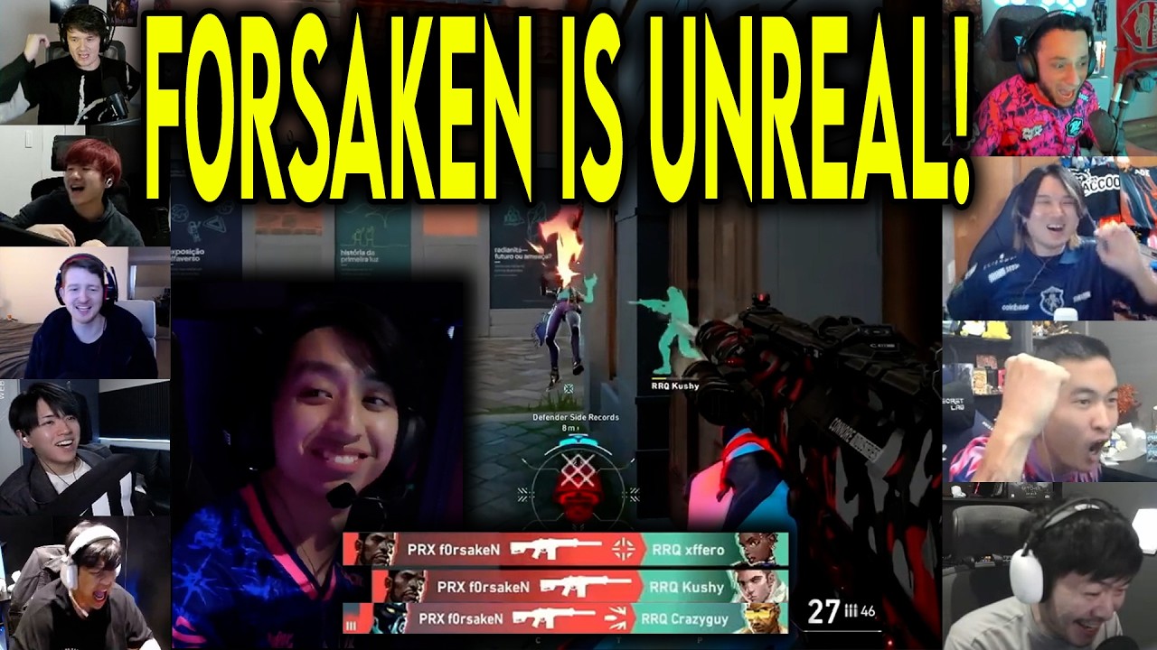 Valorant Streamers Reacts To PRX f0rsakeN HIT AN INSANE 1HP 1v3 CLUTCH Against RRQ In VCT