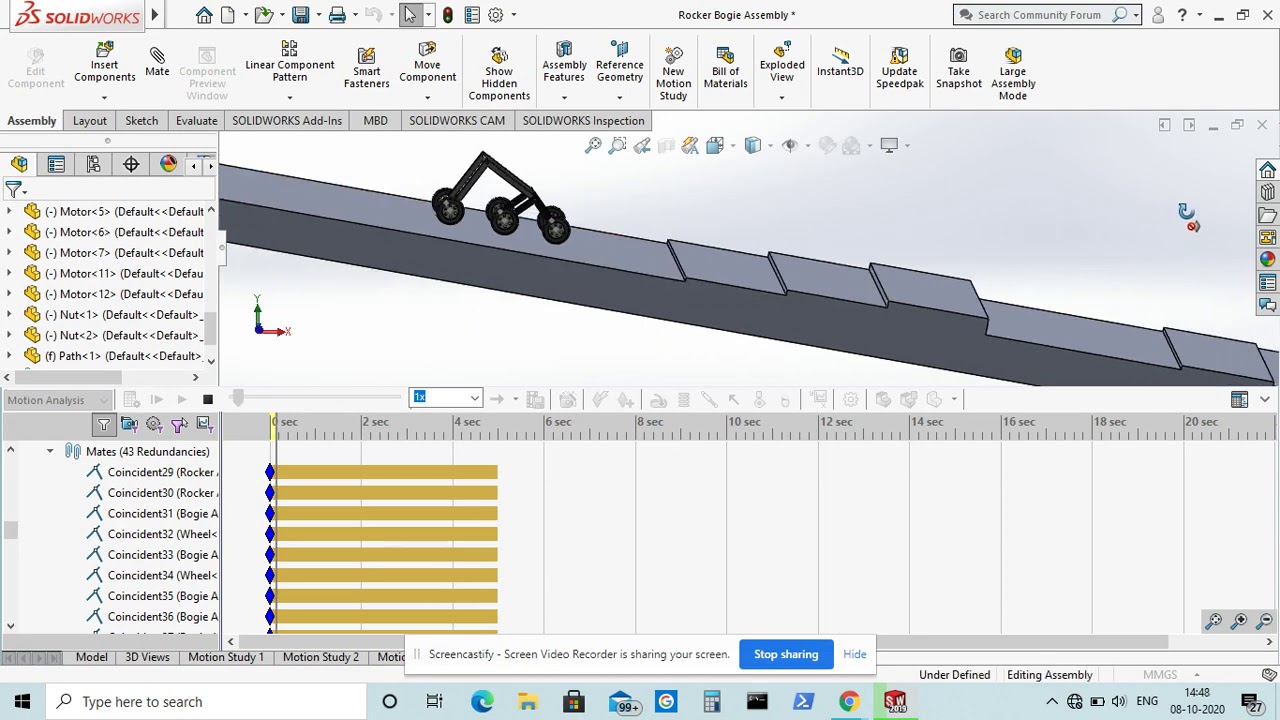 HOW TO DO WHEEL MOTION ANALYSIS IN SOLIDWORKS | ROCKER BOGIE MECHANISM | SOLIDWORKS | SOLID MODELING