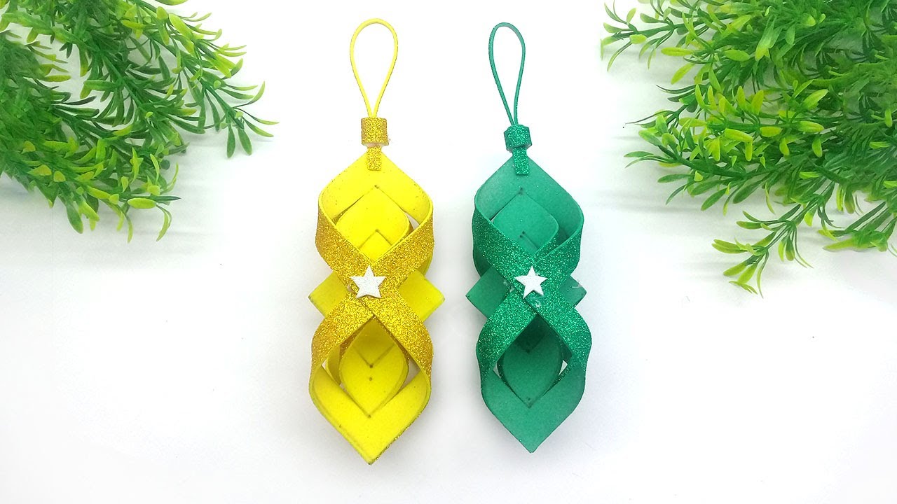 Beautiful DIY Christmas Ornaments | Handmade Christmas Tree Glitter Foam Ornaments Making