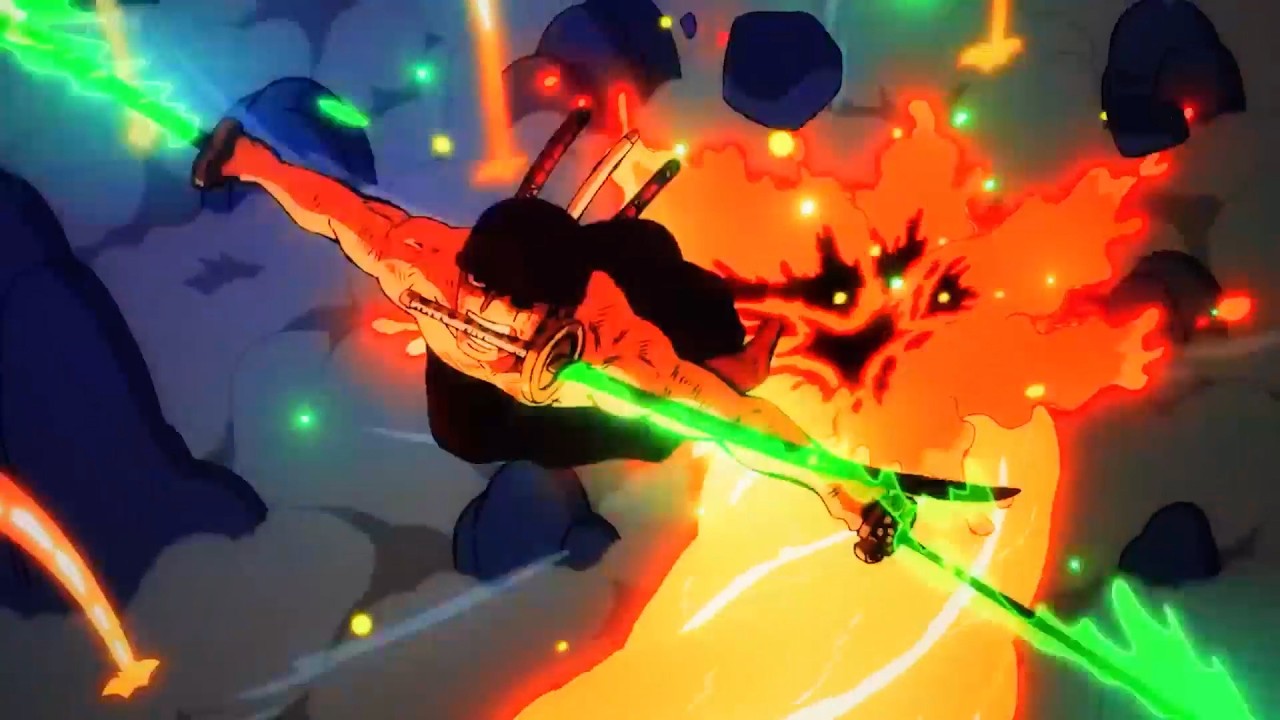 Zoro Unleashes Conqueror's Haki &ndash; The Power of the King of Hell - King Falls// 覇王色を纏うゾロ！閻王の力！