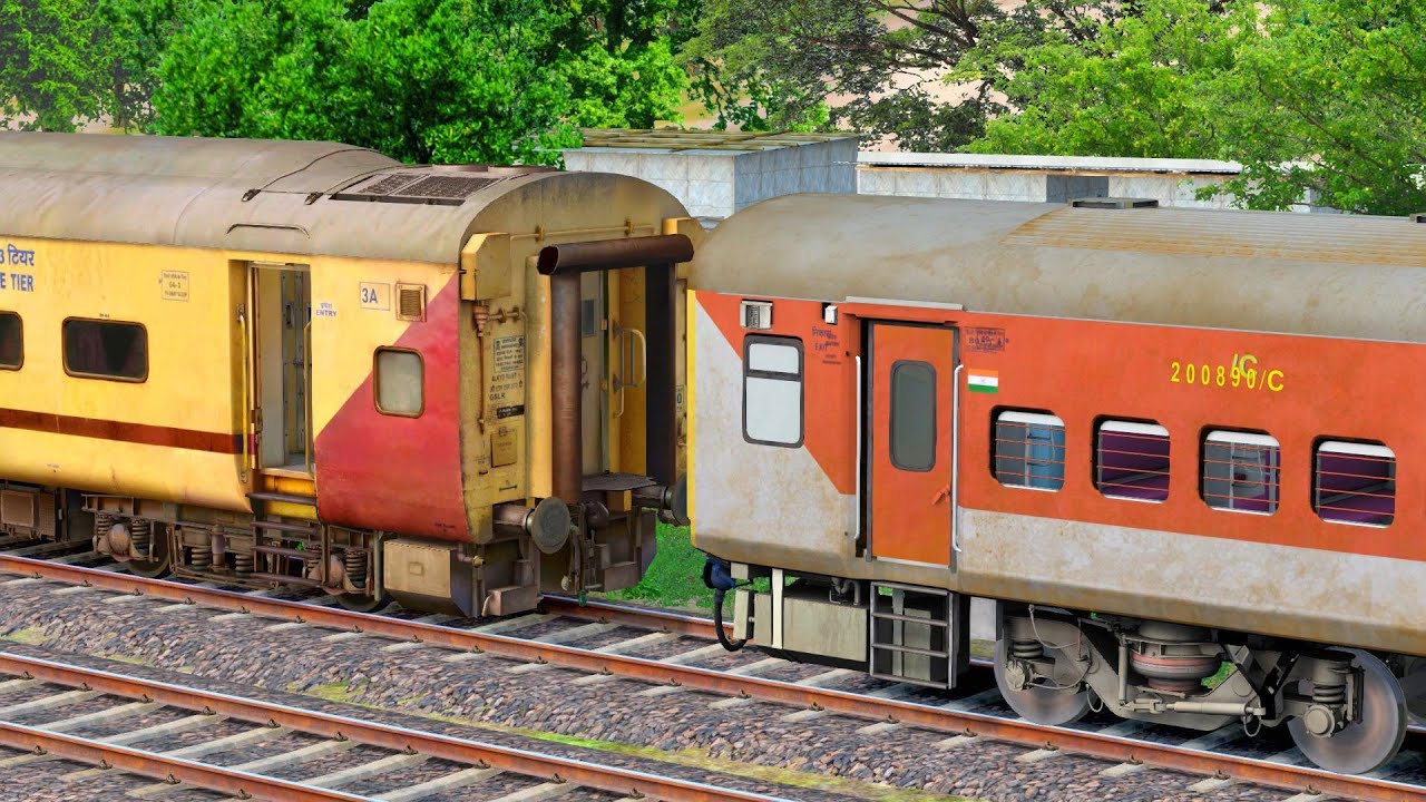 🎈Wag-5 Coupling LHB Dusty Red To Icf Utkrisht Ac Coaches || Amrit Bharat Express || train game 