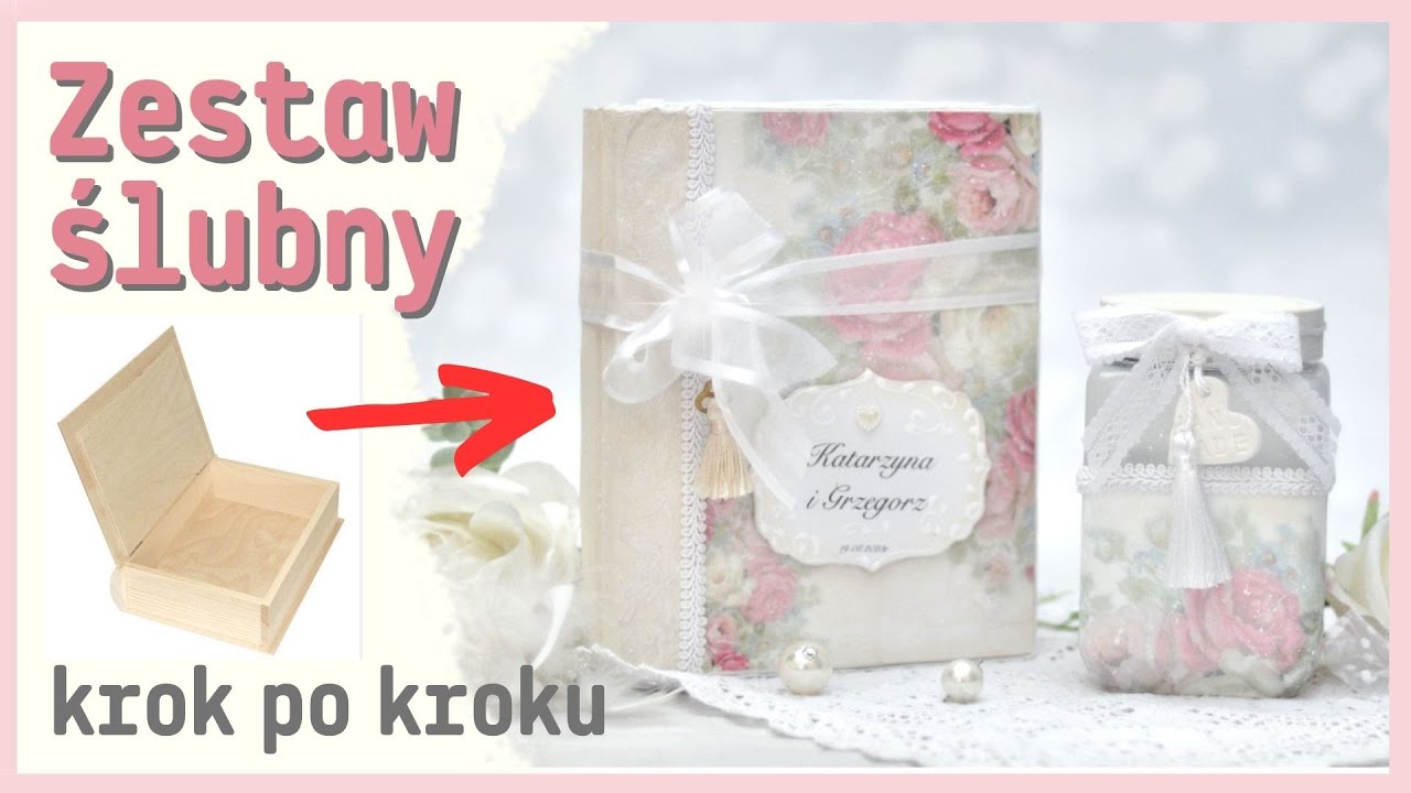 Decoupage zestaw ślubny romantyczny No.918