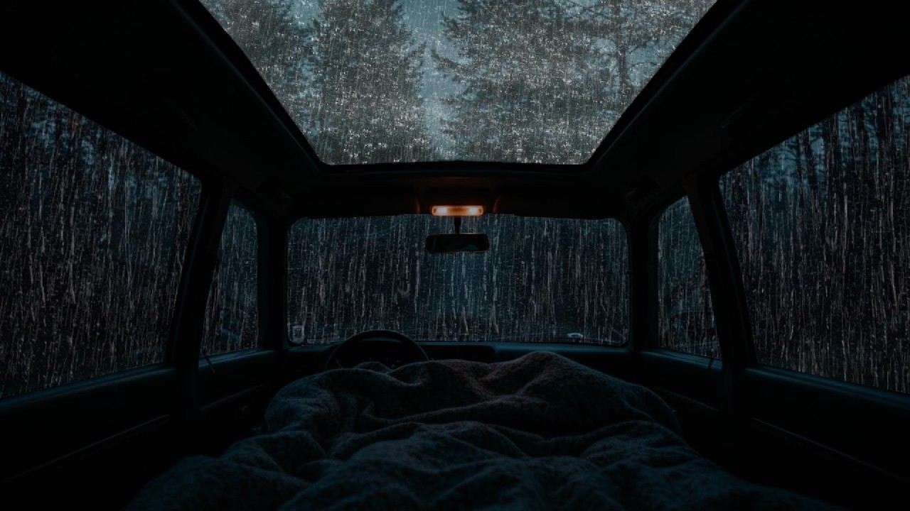 Relaxing Rain & Thunder on Cozy Car ⛈ Deep Sleep ASMR for Anxiety Relief & Peaceful Night