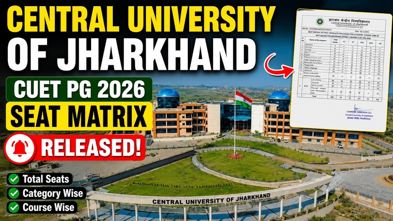 CUET PG 2026 Counseling | CUJ Admission 2026 🔥 | Central University of Jharkhand Seat Matrix | cuj