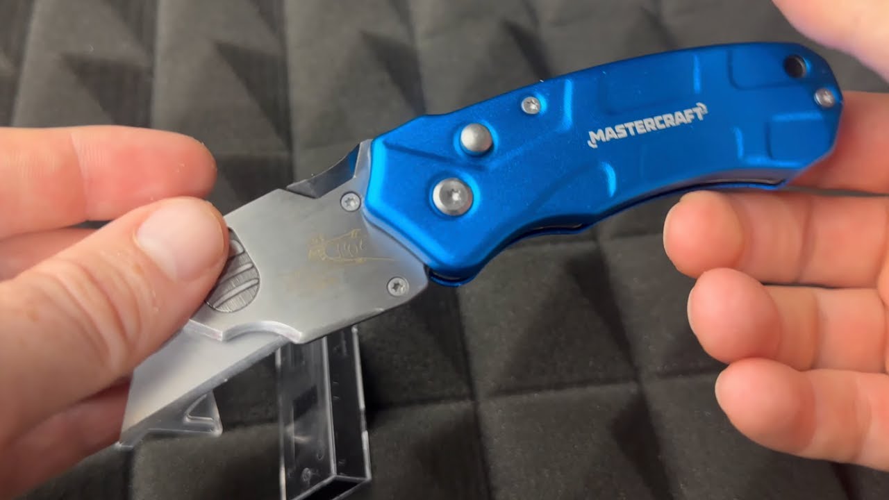 Mastercraft Folding Blade Utility Knife, Blue Unboxing