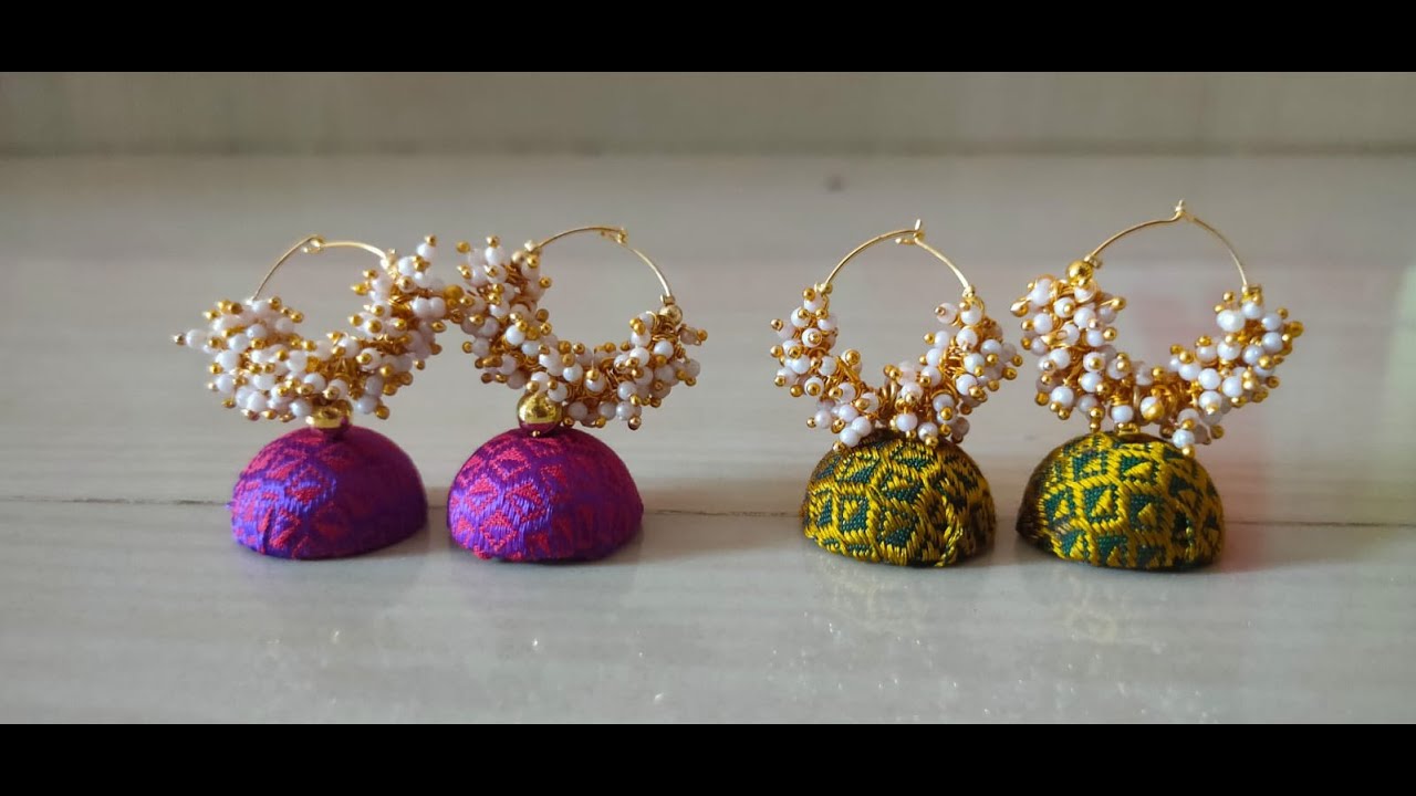 #khan fabric jewellery at home #how to make khan fabric jhumka at home#