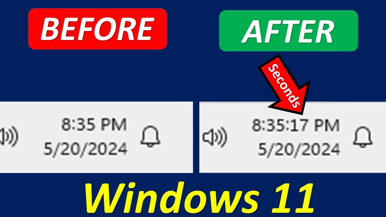 💥Windows 11: Add Seconds in Taskbar Clock