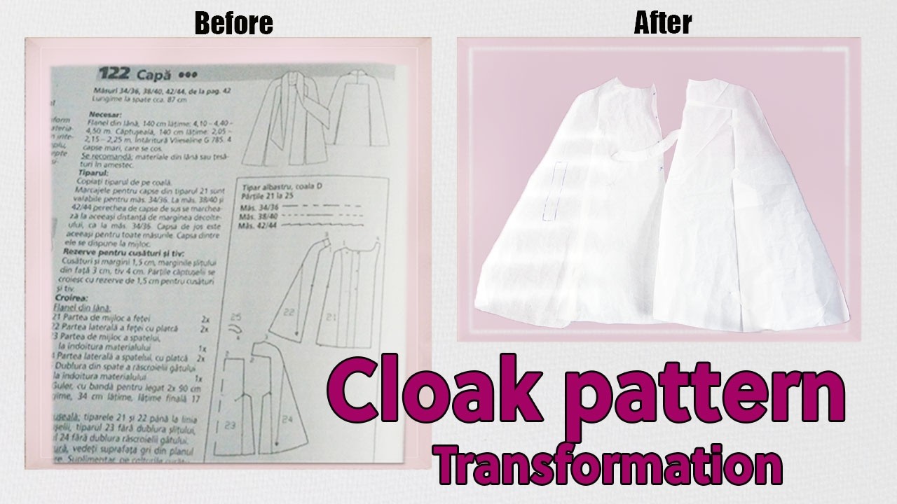 Cloak pattern transformation➡️🧥 |Cum sa transformi un tipar de capa ✂️🧵#cloakpattern#diyfashion