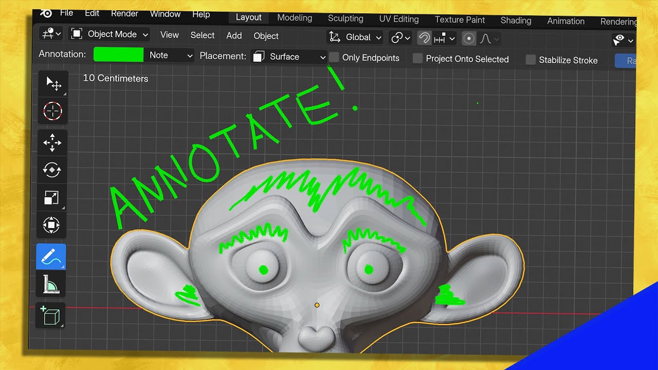 Как использовать инструмент &laquo;Аннотации&raquo; в Blender 3D