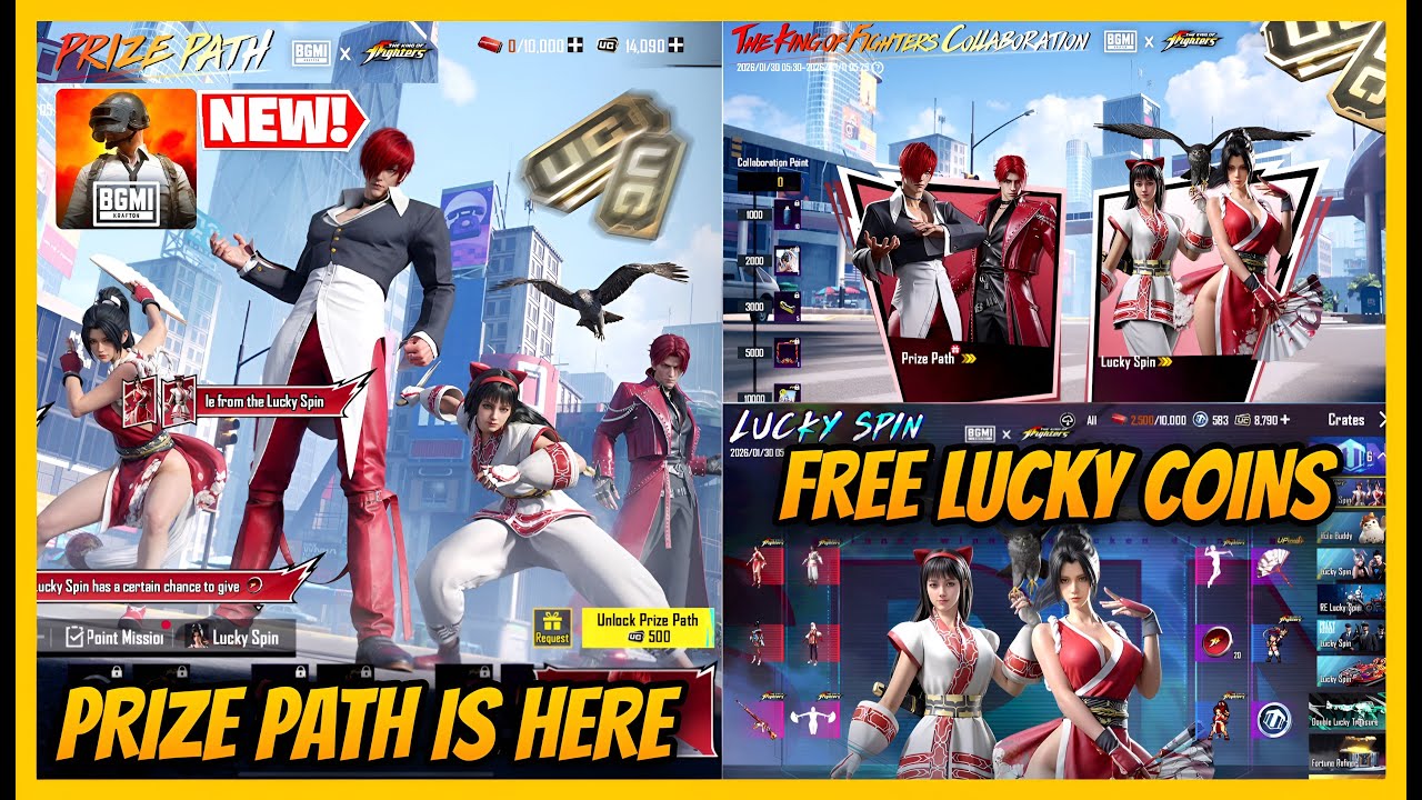 🔥BGMI PRIZE PATH IS HERE- THE KING OF FIGHTERS l FREE LUCKY COINS AND CRATE OPENING