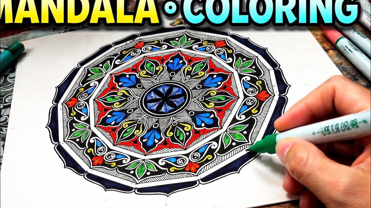 Mandala Creation Part 3 — Coloring With Black Ink and Markers (8 Minutes)