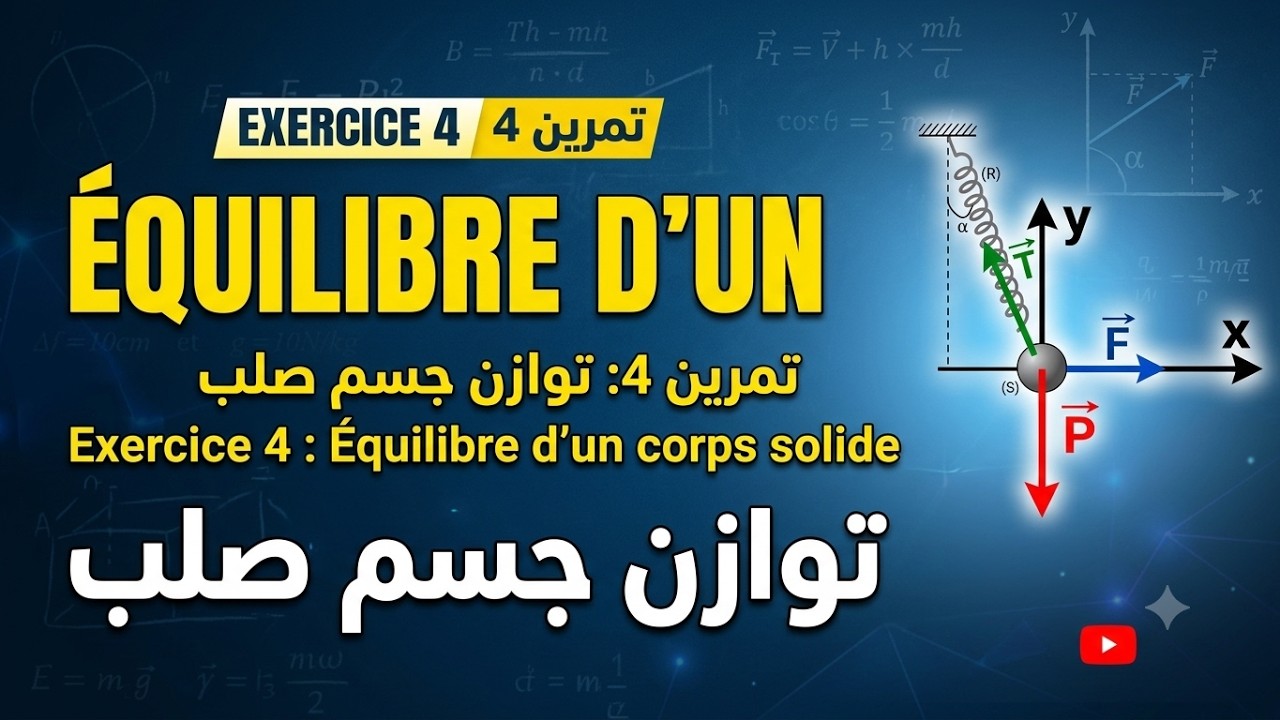 Correction Exercice 4 TCS : Équilibre d’un solide soumis à trois forces (ressort + fil + poids)