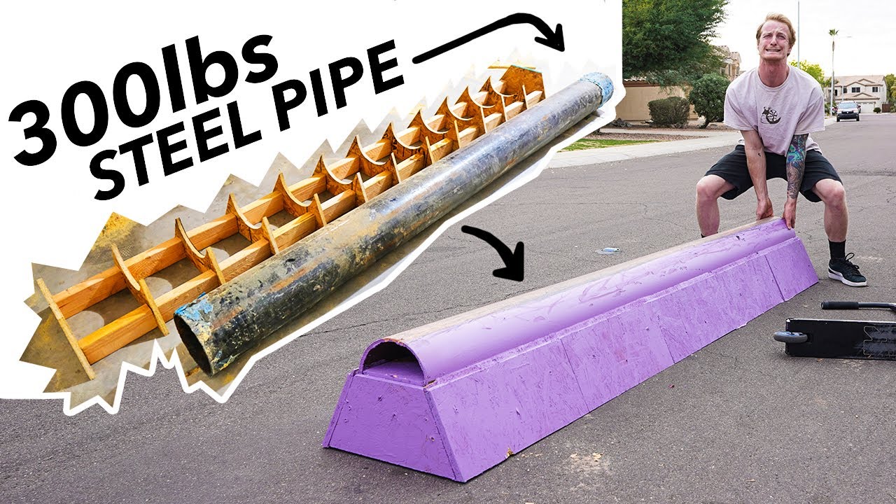 HEAVIEST RAIL EVER! Snowboard Style DIY Skatepark Rail