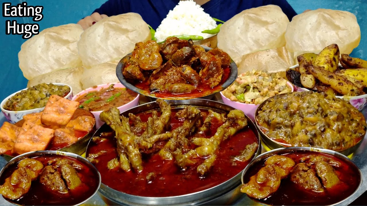 Very Oily Chicken Feet Curry Chicken Liver Curry Mutton Liver Curry Paneer Curry Dall Makhani Puri