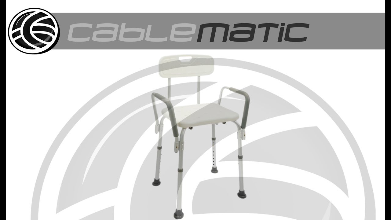 Silla de ducha regulable en altura con resposabrazos- distribuido por CABLEMATIC ®