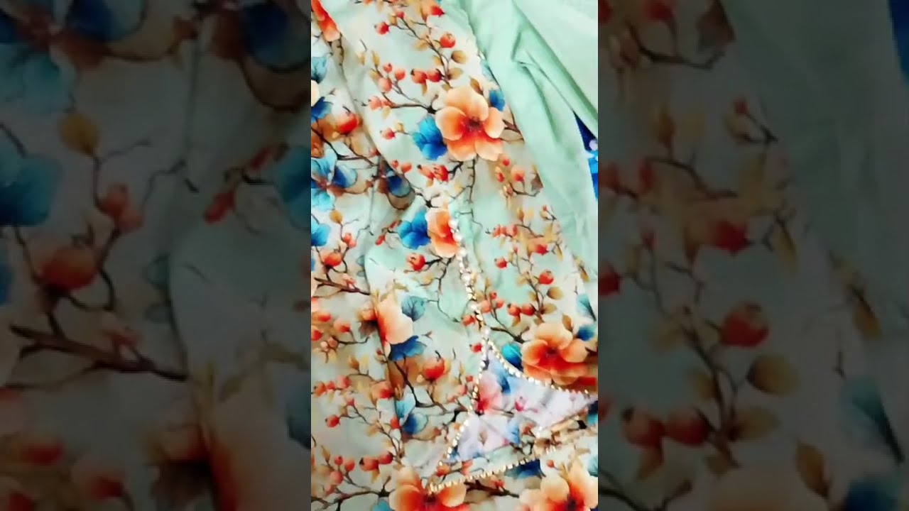 beatiful neck design with color full buttons printd shirt with samosa shalwar #fashion