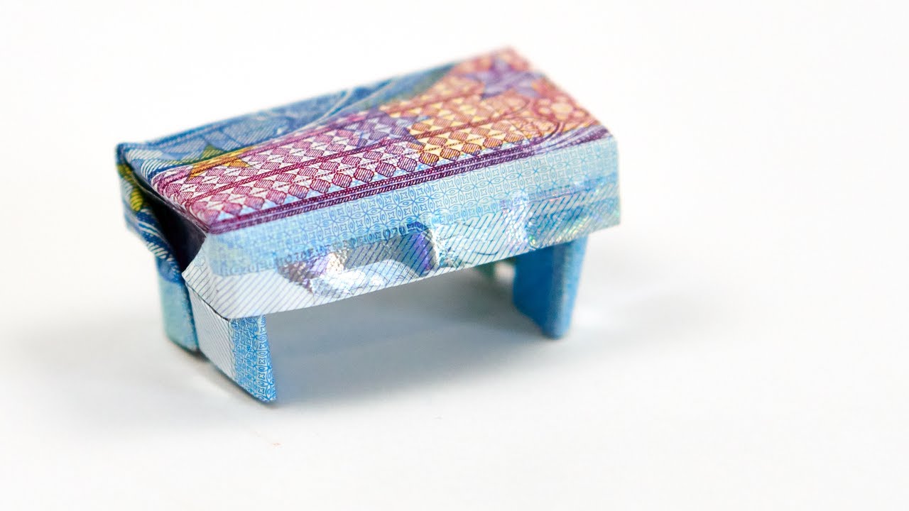 GELD Geschenkidee, Hocker falten aus Geldschein, ORIGAMI Möbel