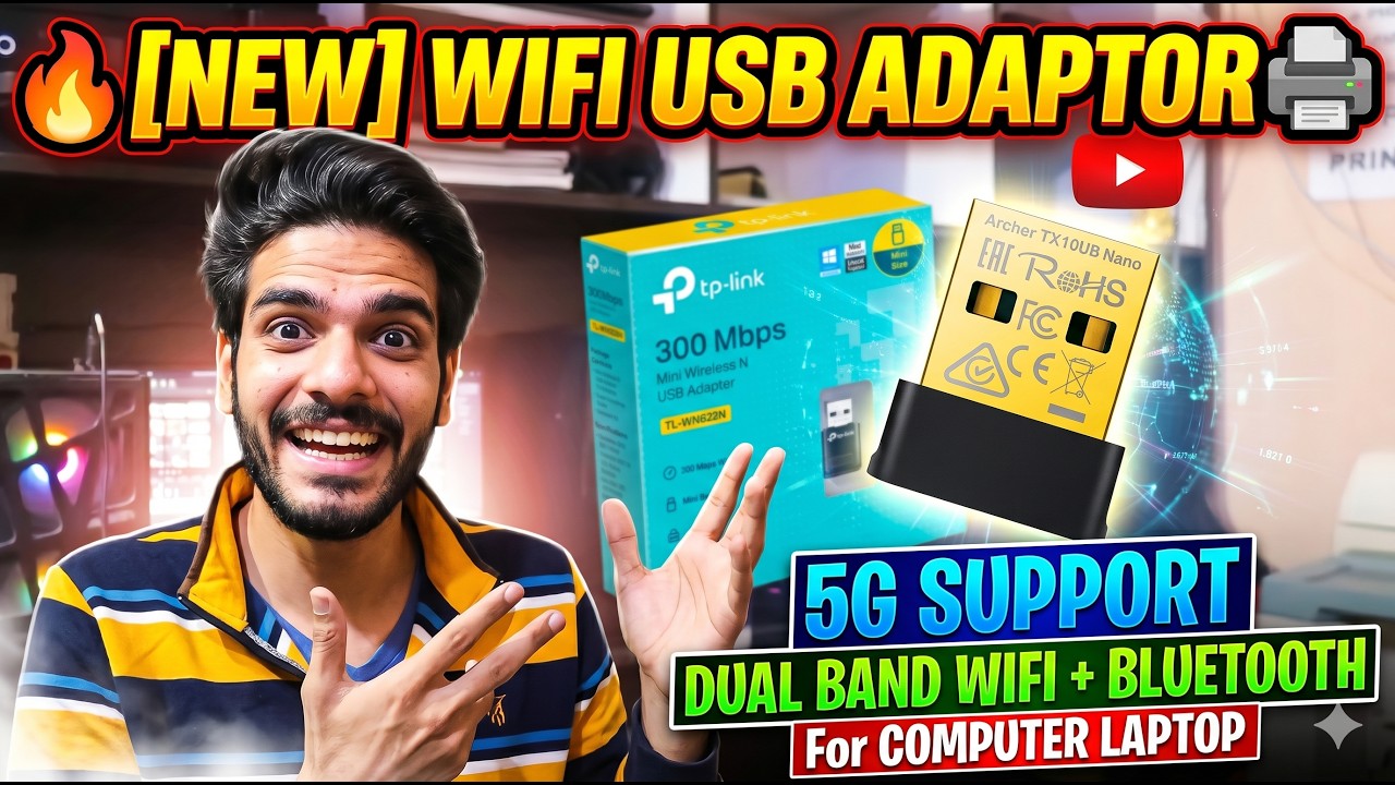 🔥[NEW] WiFI USB Adaptor🖨️  For COMPUTER LAPTOP 5G SUPPORT DUAL BAND WIFI + BLUETOOTH 🔥