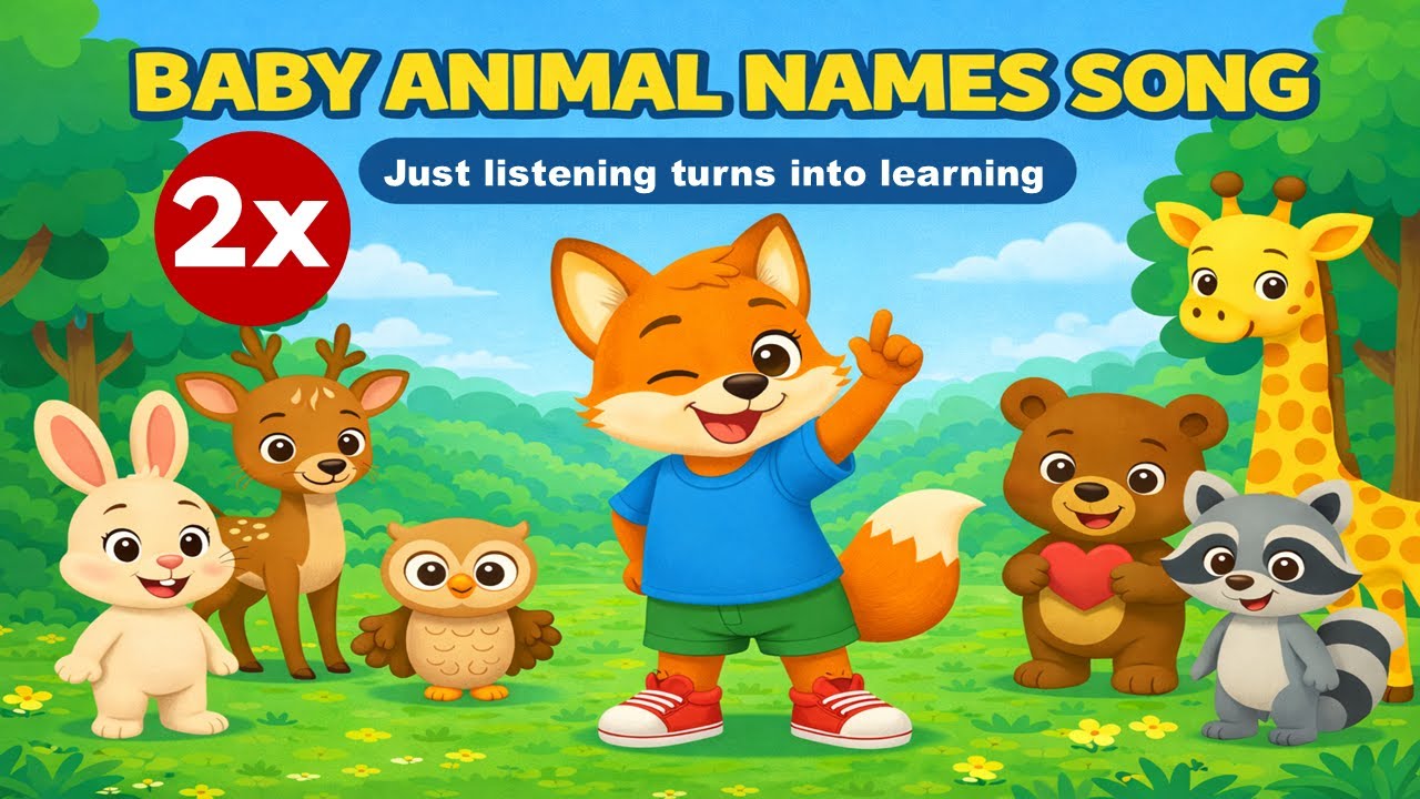 ♥️🎵 Baby Animal Names Song | Just listening turns into learning | 2X Repeat | BabyHop