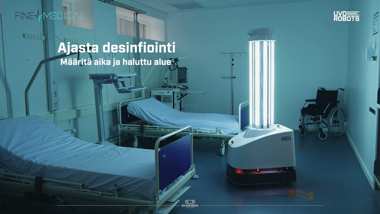UVD Robots Model C - UV-valoa hy&ouml;dynt&auml;v&auml; desinfiointirobotti
