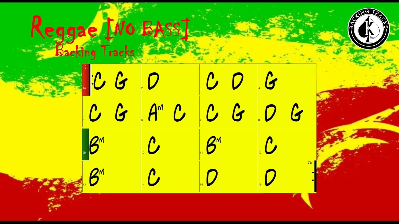 Reggae Slow [No Bass]  Backing track  in G | 70 BPM with Chord Changes