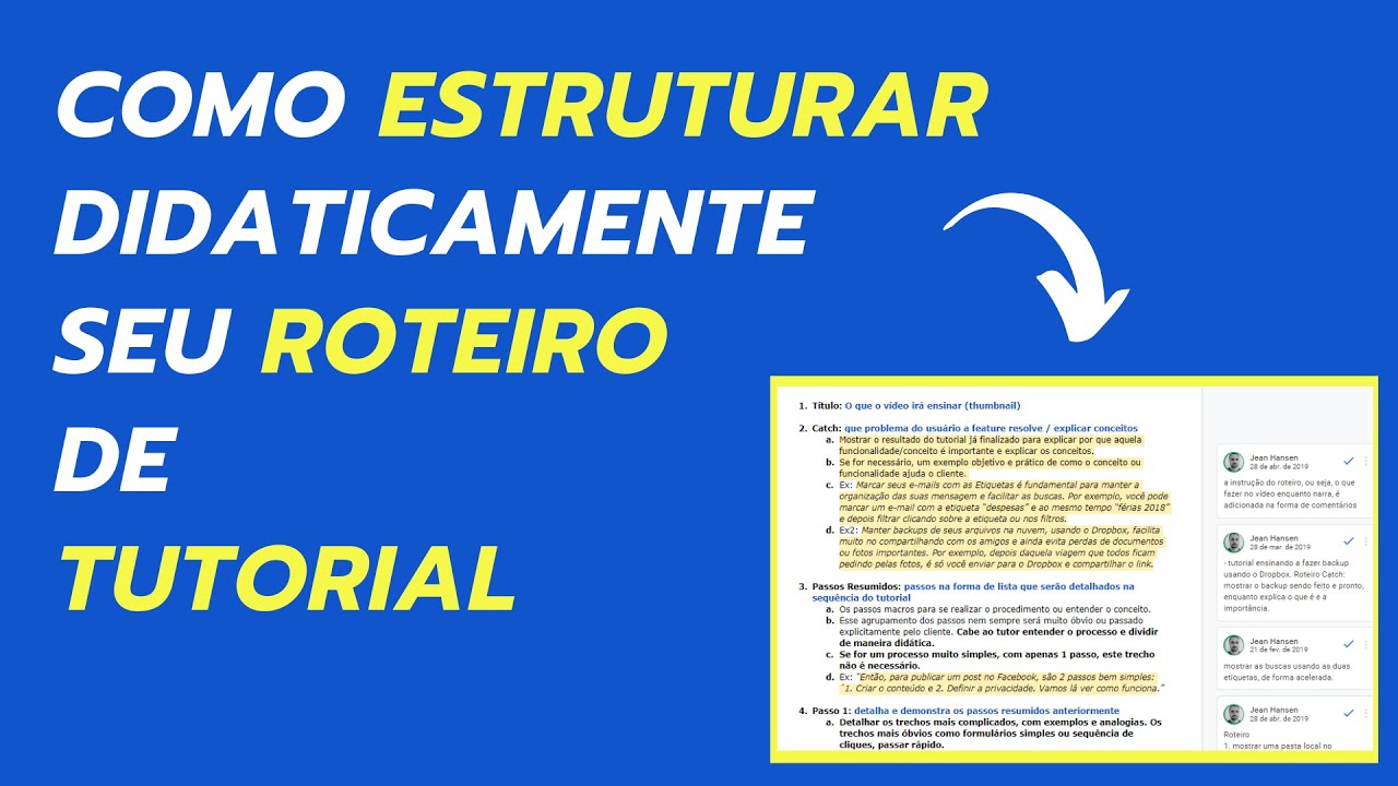 Como estruturar didaticamente seu roteiro de tutorial