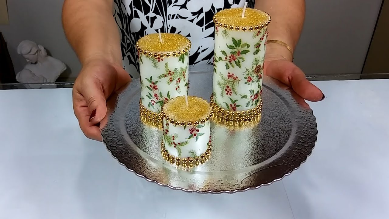 SENSACIONAL!!!! Velas Decoradas para o Natal - DIY