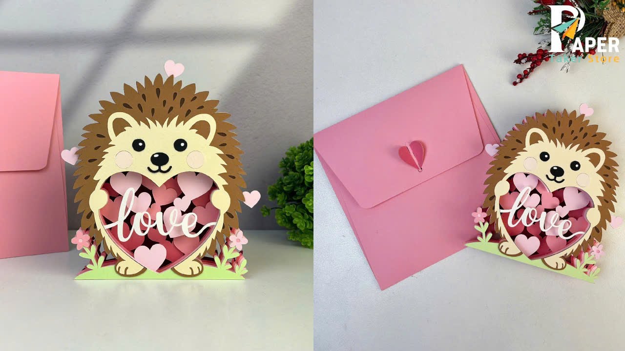 How To Make Paper Cut Pop up Card Hedgehog Valentines